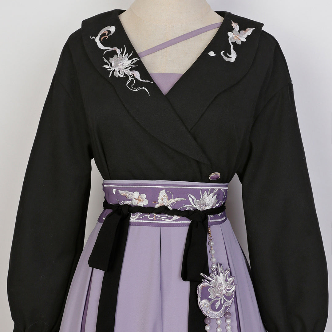 Purple Flower Skirt Blouse Set SE22954