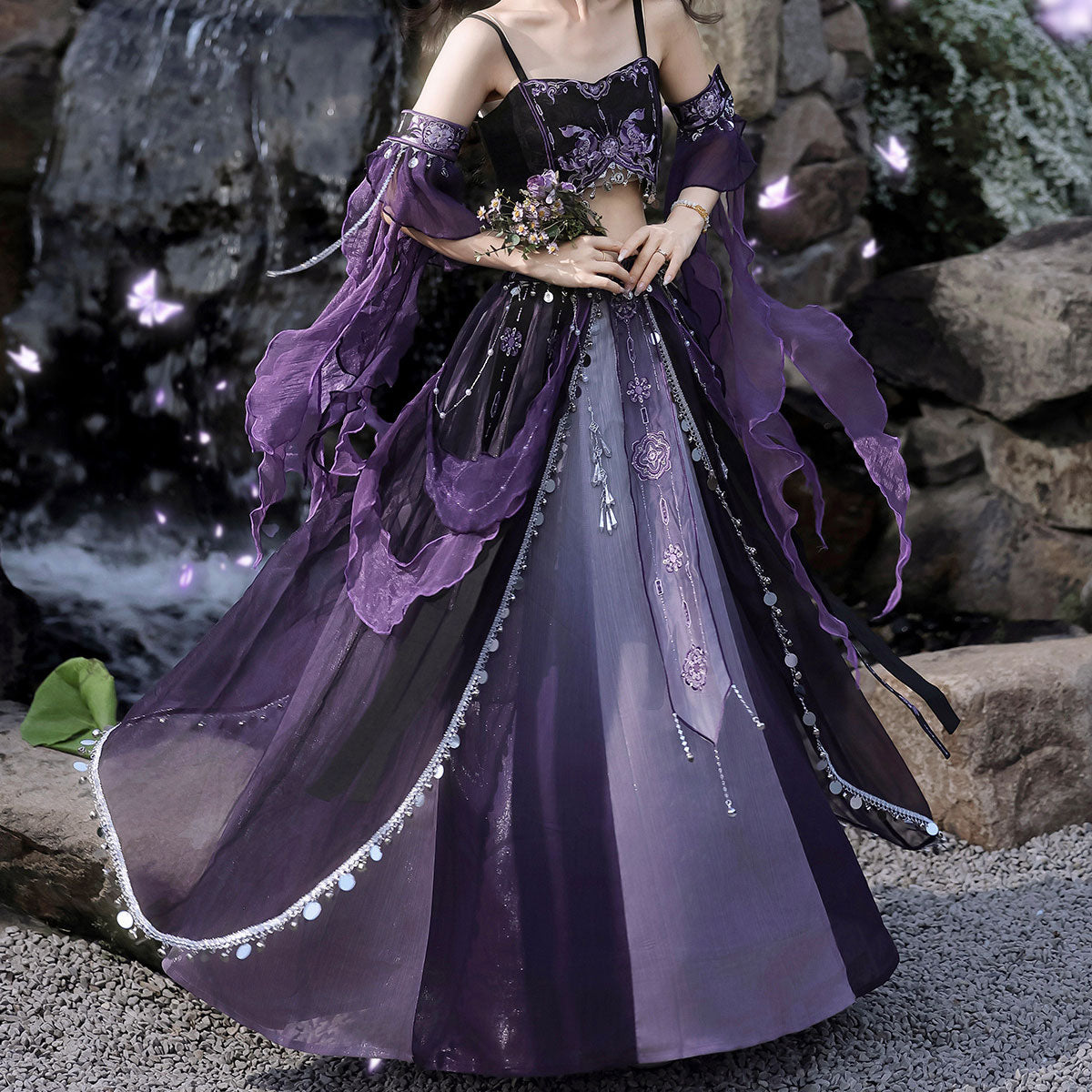 Purple Hanfu Skirt Cape Set SE23481