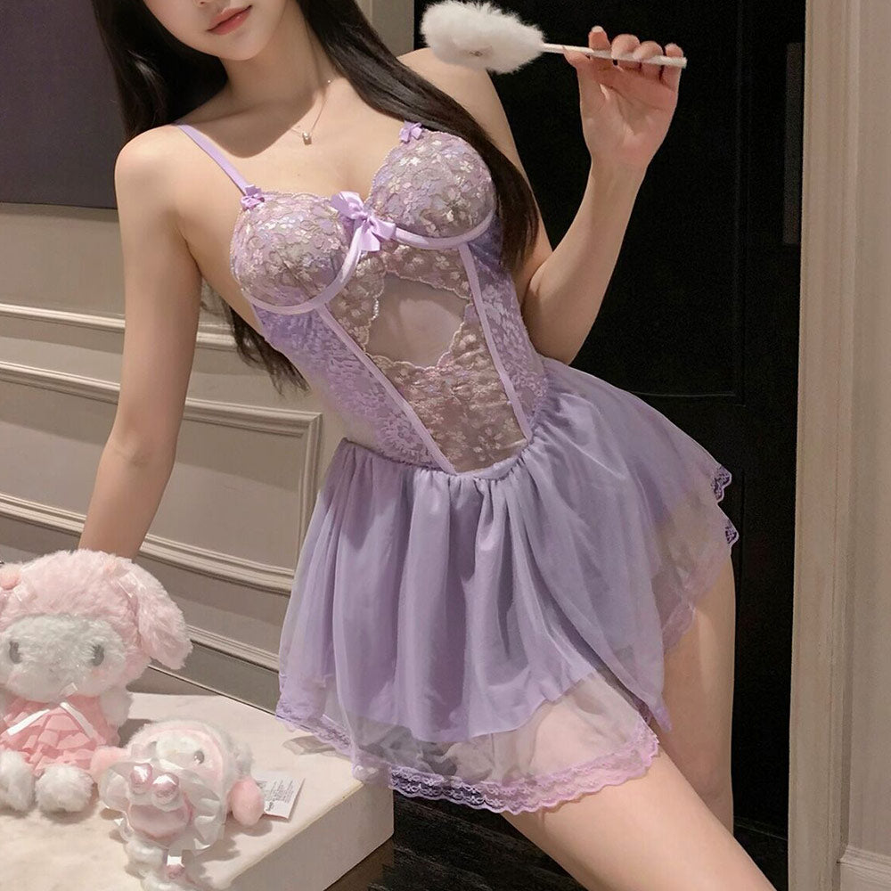 Purple Lace Floral Dress SE23652