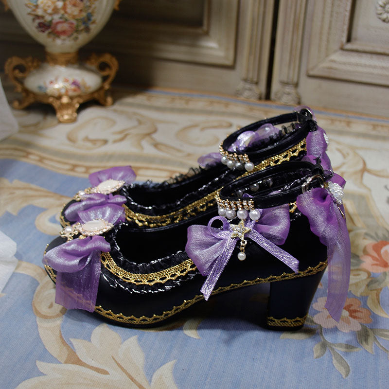 Purple bow heels SE23352