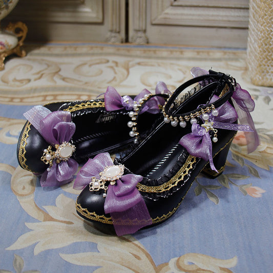 Purple bow heels SE23352
