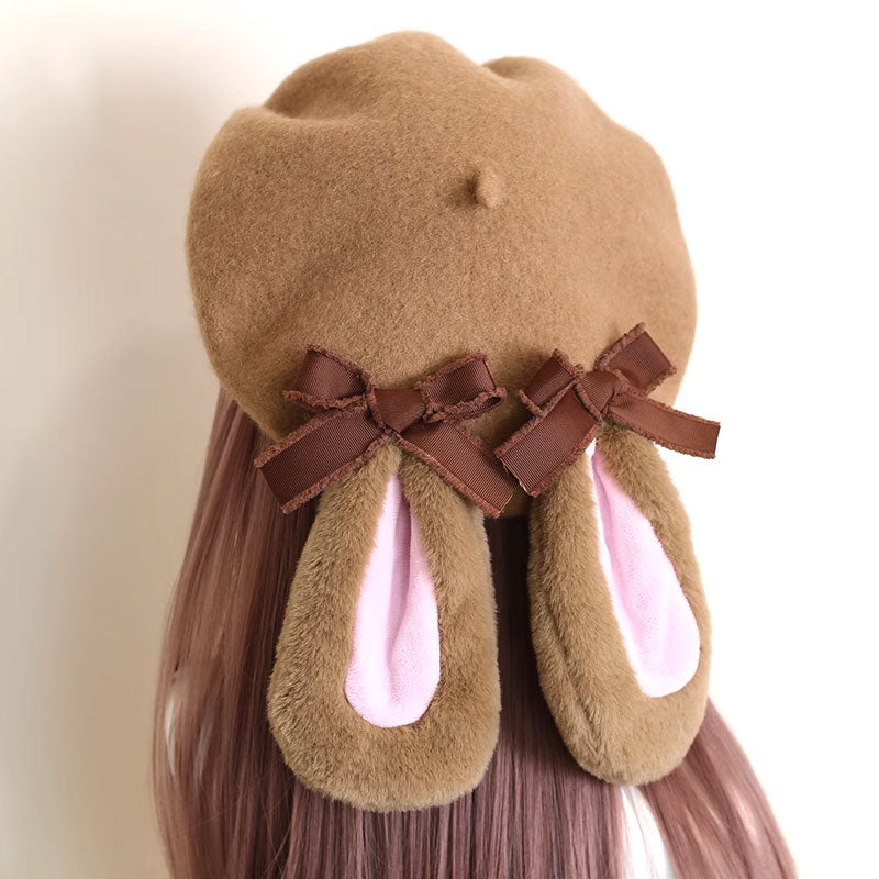 Rabbit Ear Hat Bow Beret SE22936