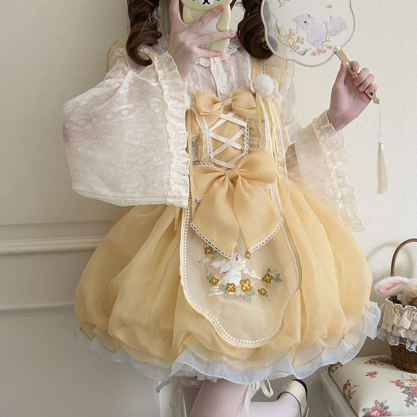 Rabbit Flower Bow Dress Set SE23418