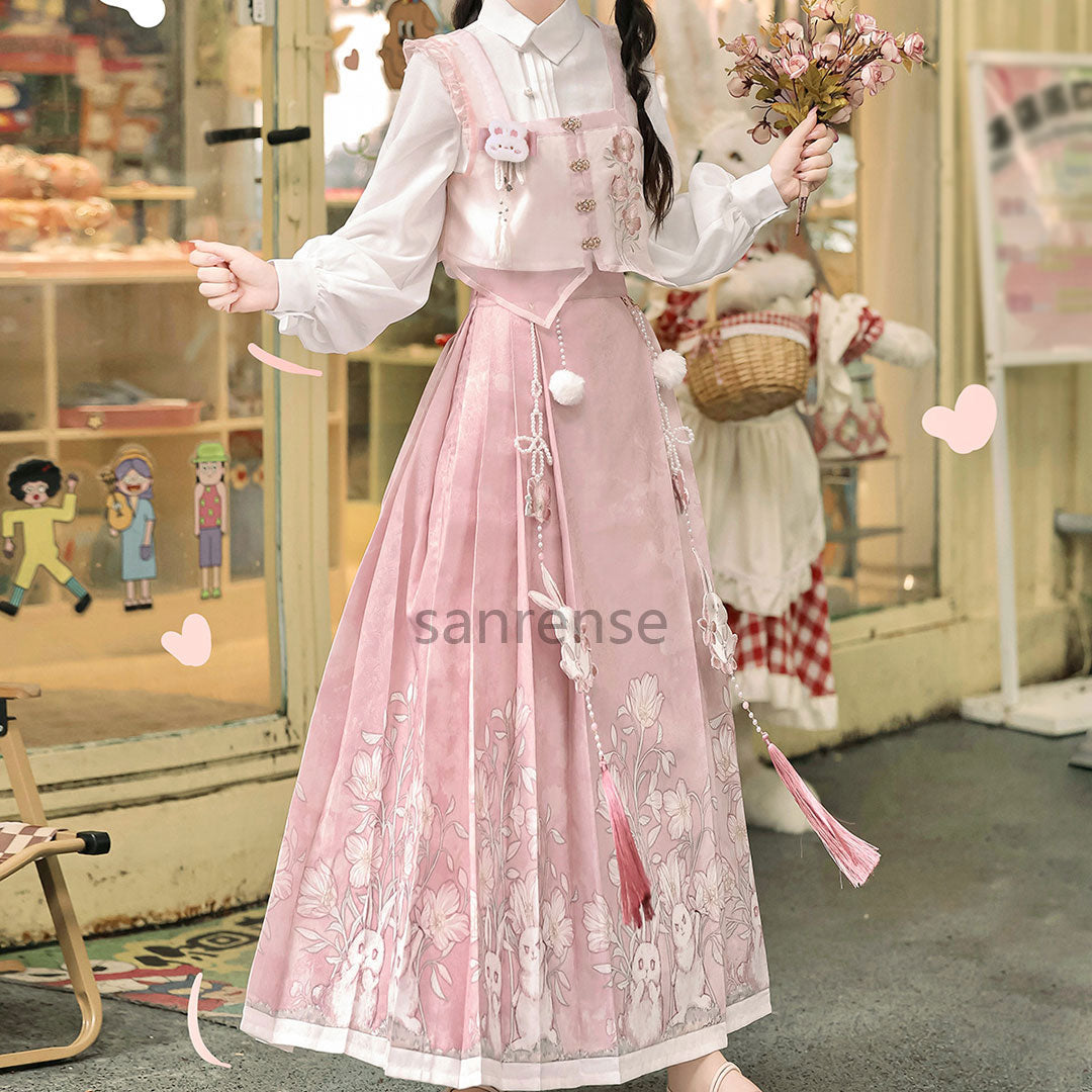 Rabbit Flower Skirt Shirt Hanfu Set SE23315
