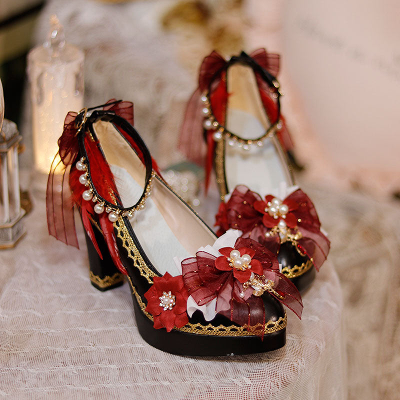 Red Bow Flower Shoes SE23394