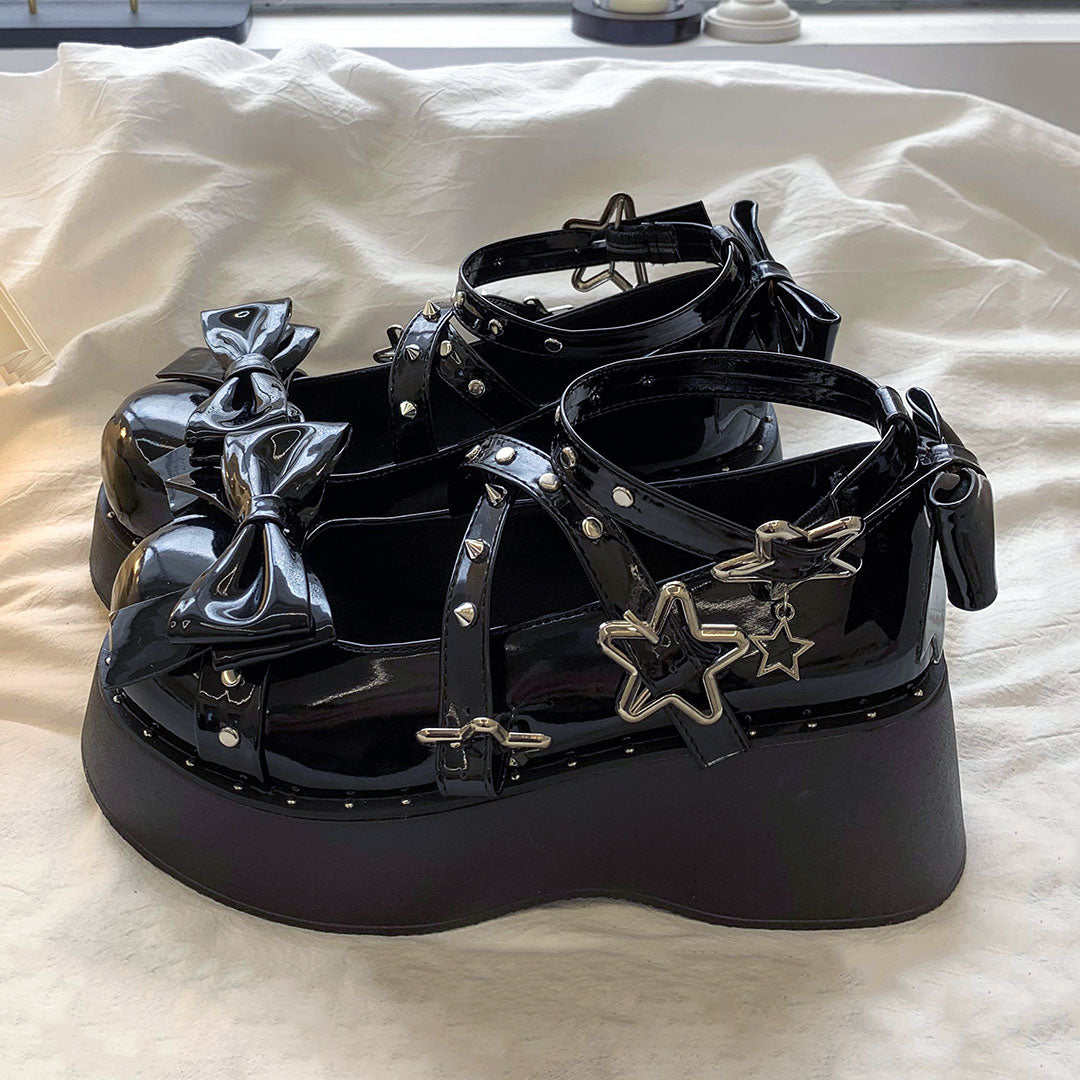 Rivet Bow Platform Shoes SE23169