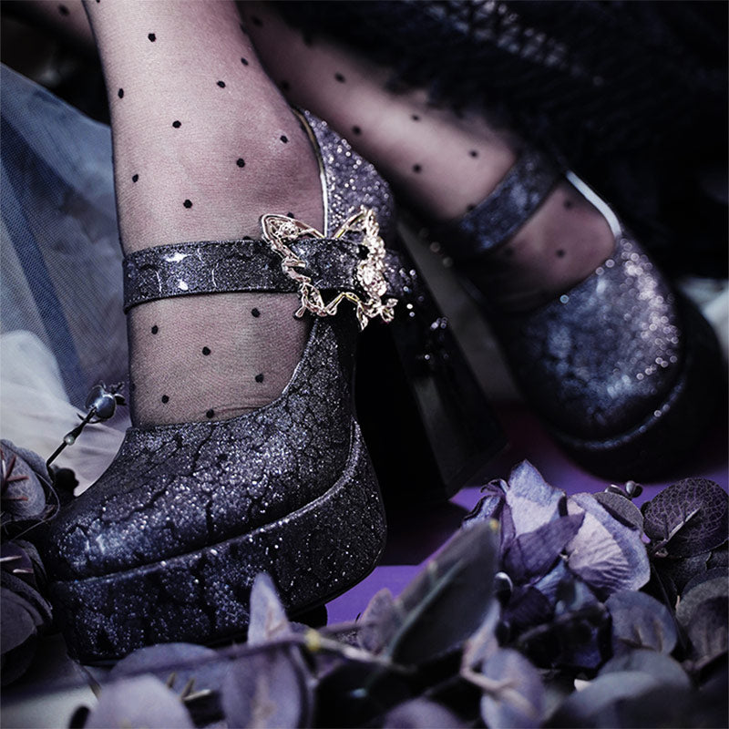 Butterfly Rose Flower Chunky Shoes SE23442