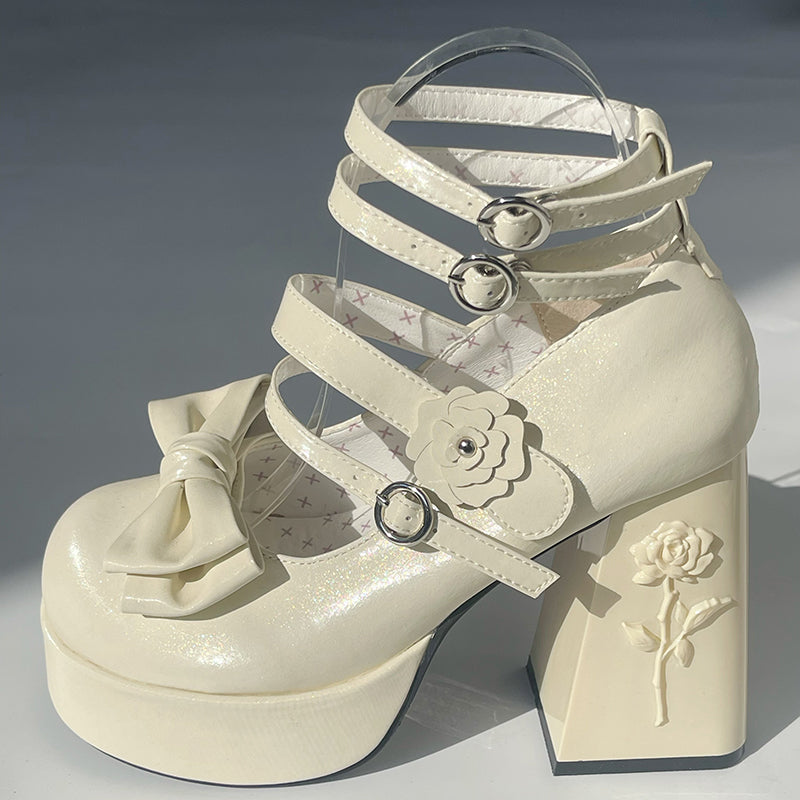 Rose Flower Heels Shoes SE23465