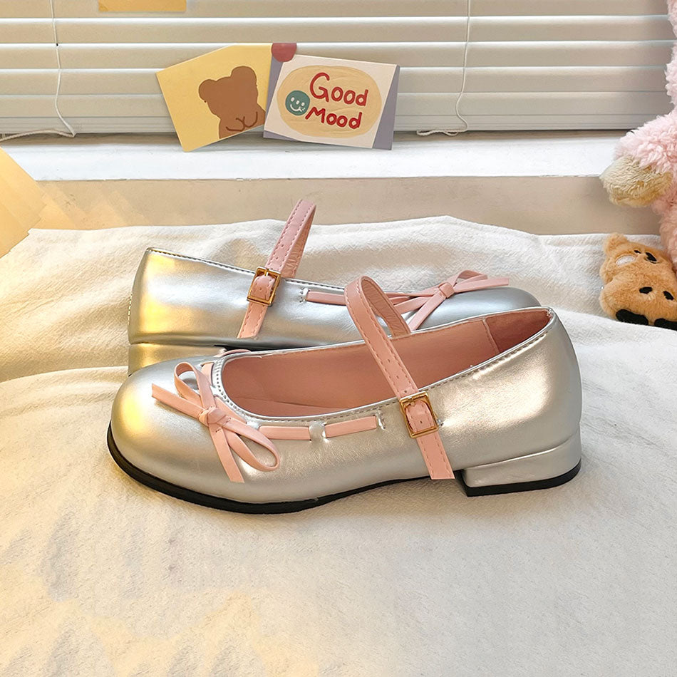 Round Toe Bow Kawaii Shoes SE22870