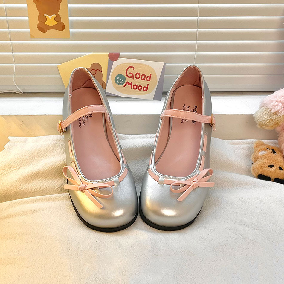 Round Toe Bow Kawaii Shoes SE22870