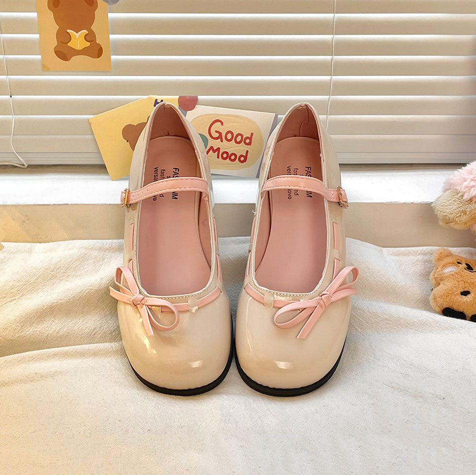 Round Toe Bow Kawaii Shoes SE22870