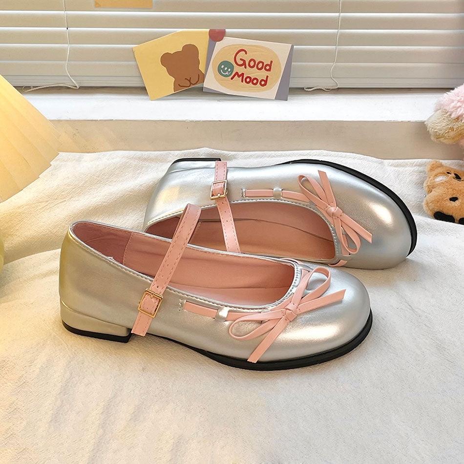 Round Toe Bow Kawaii Shoes SE22870