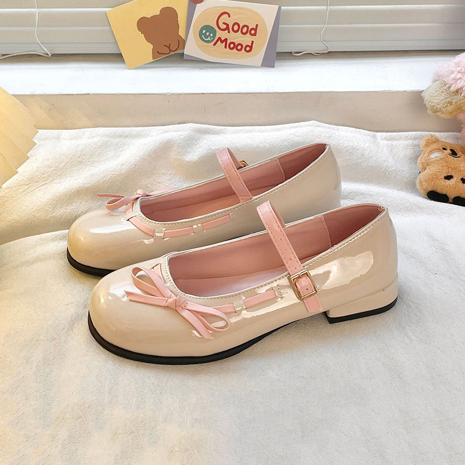 Round Toe Bow Kawaii Shoes SE22870