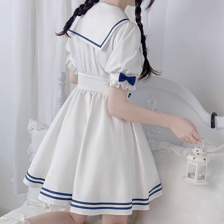 Sailor Bow White Dress SE22703