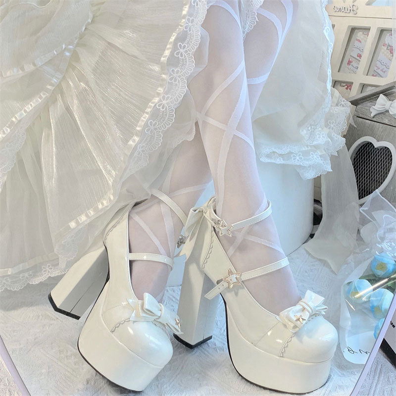 Star Bow Platform Heels Shoes SE22762