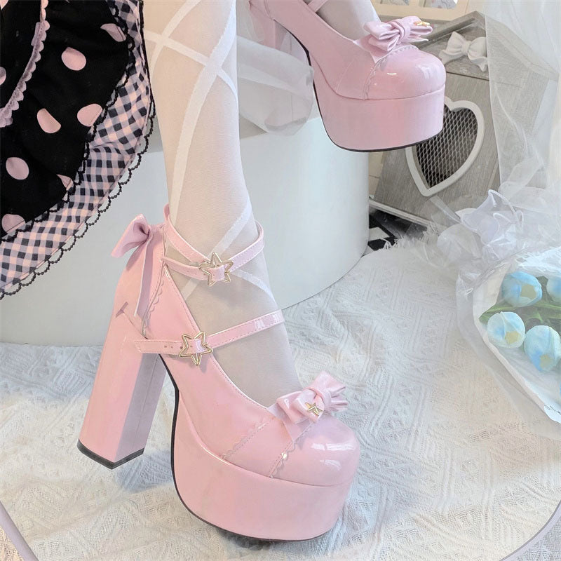 Star Bow Platform Heels Shoes SE22762