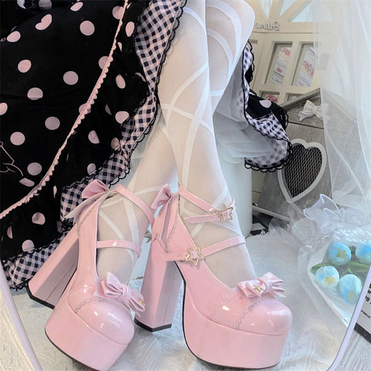 Star Bow Platform Heels Shoes SE22762