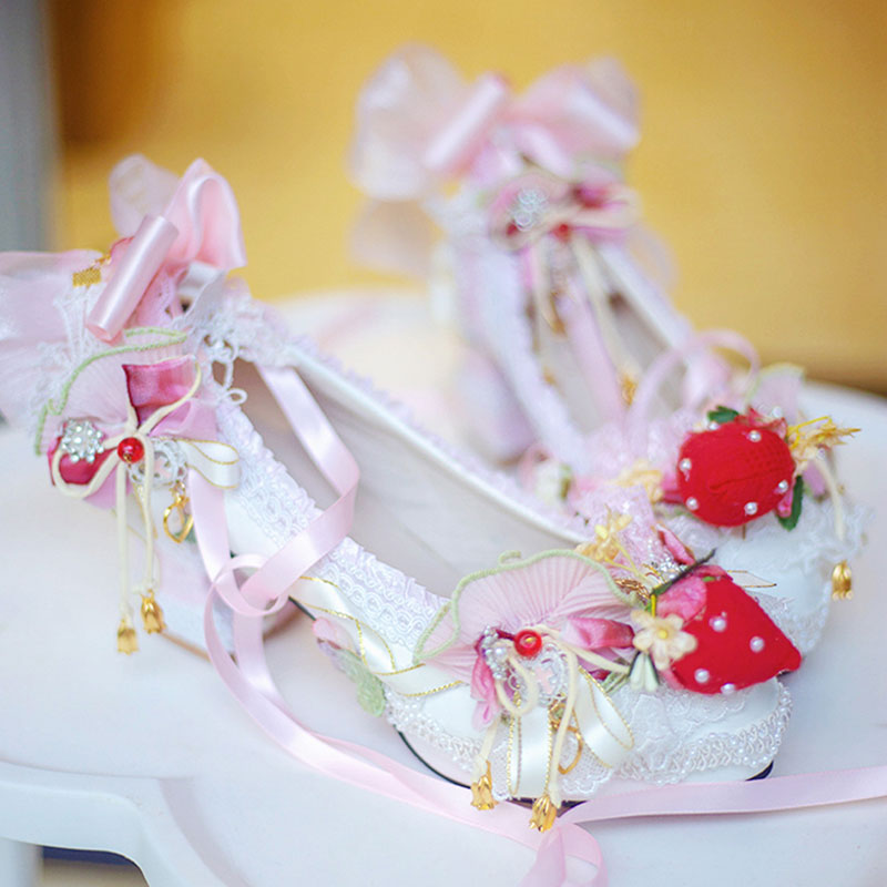 Strawberry heels with bows SE23322