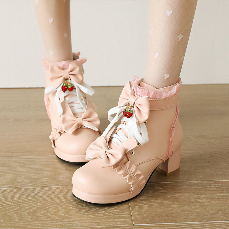 Strawberry Bow Ankle Boots SE22793