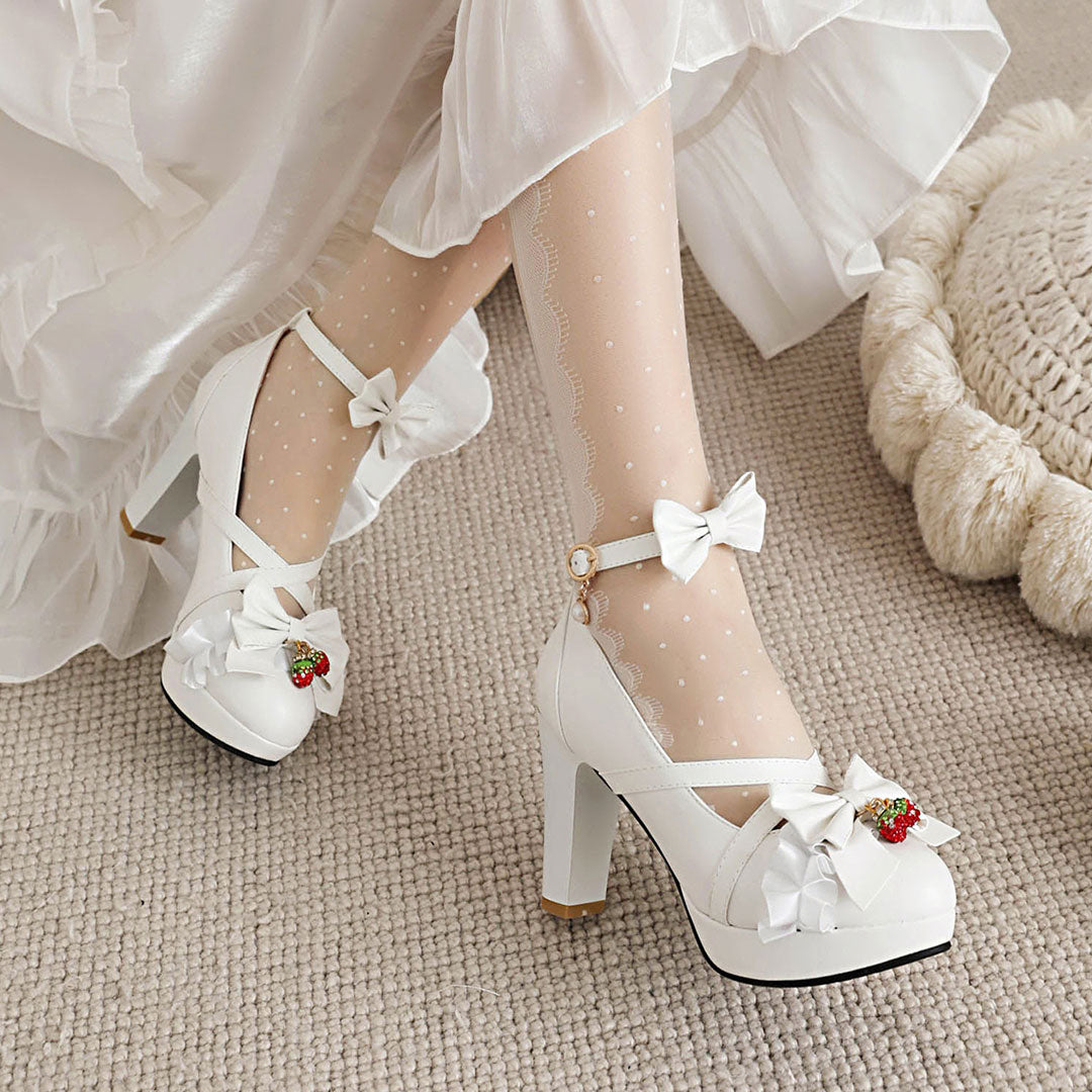 Strawberry Bow Chunky Heels SE22869