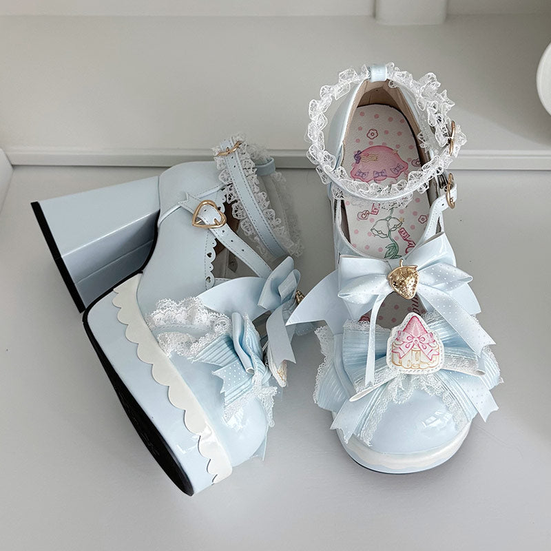 Strawberry Bow Lolita Shoes SE23700