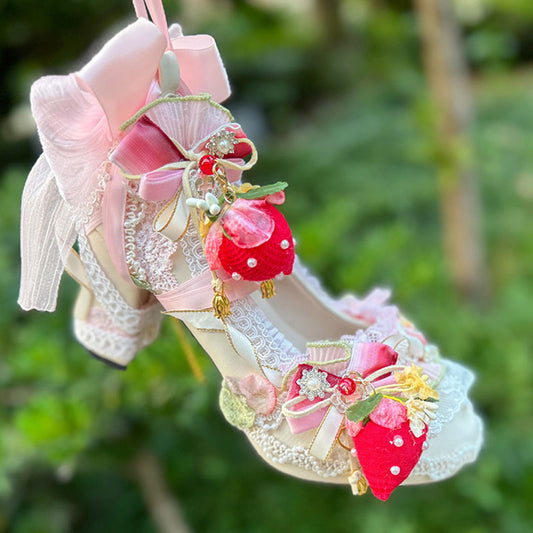 Strawberry heels with bows SE23322