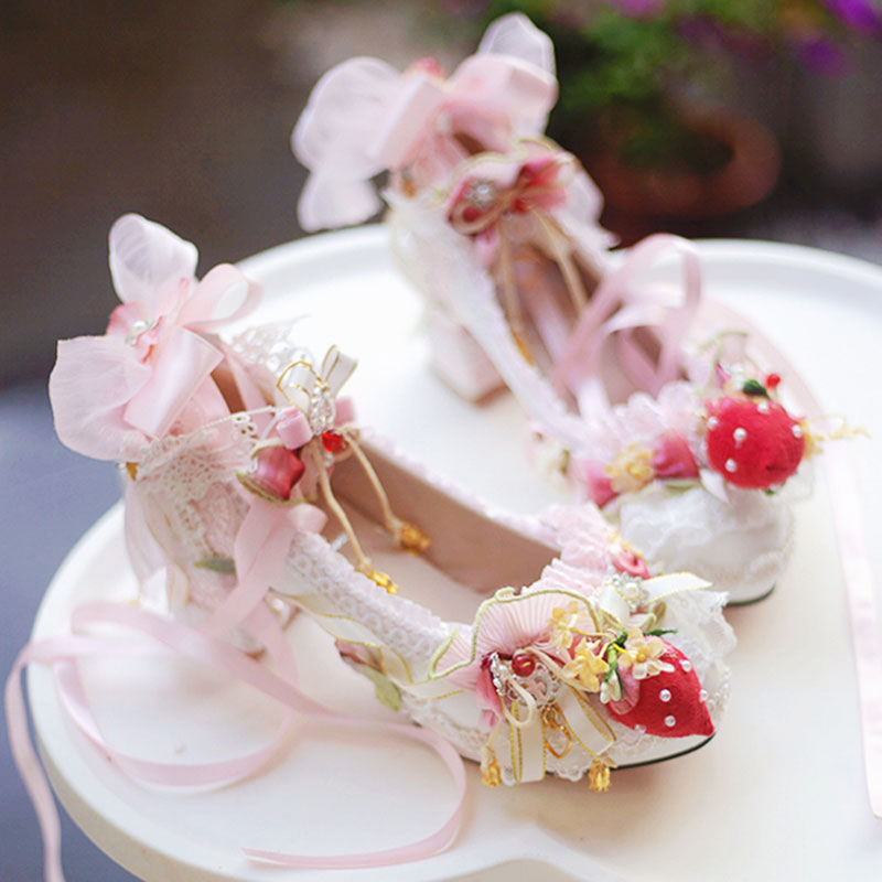 Strawberry heels with bows SE23322