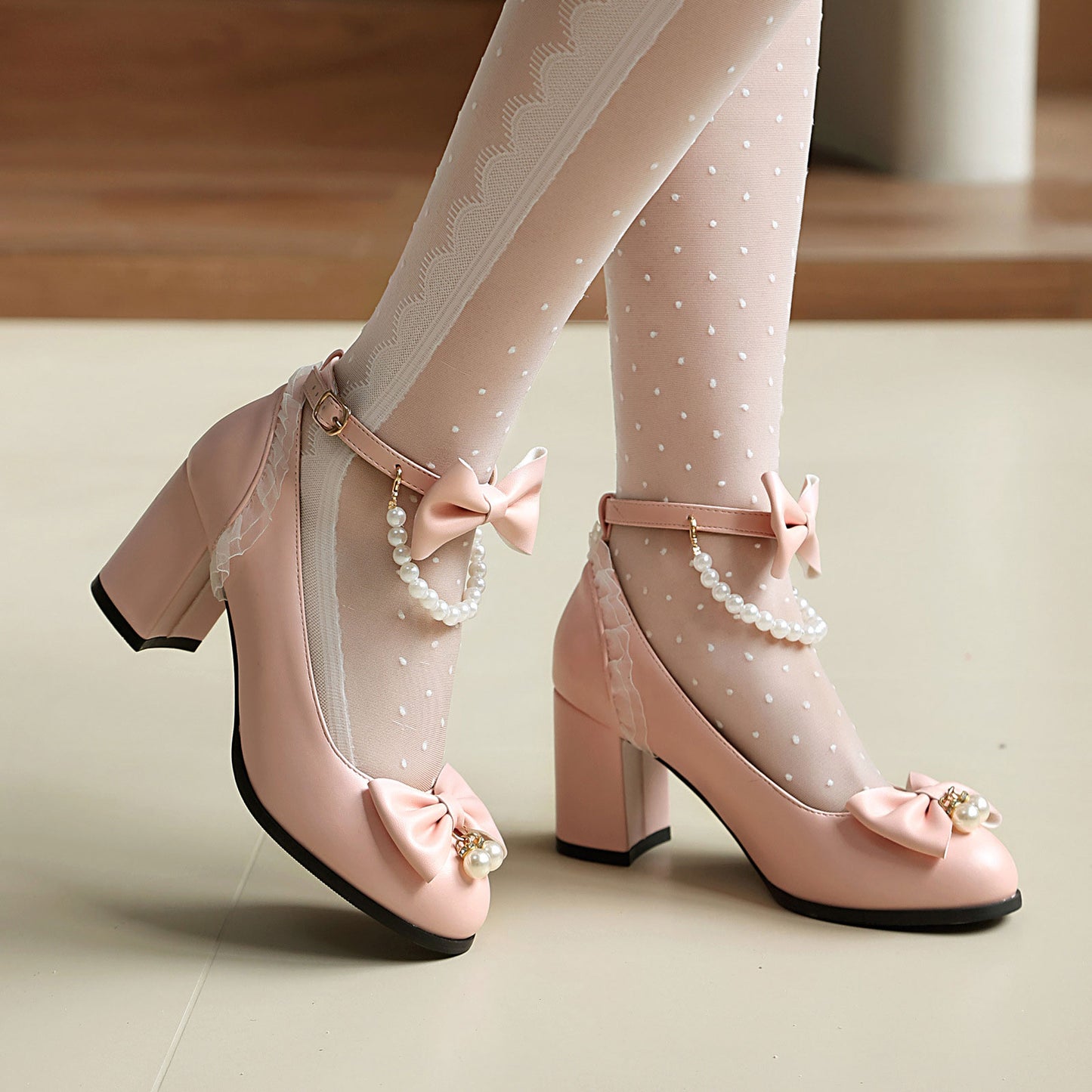 Sweet Bow Beaded Heels SE23386