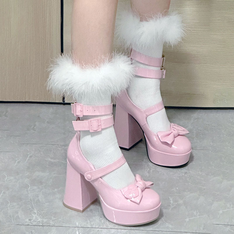 Sweet Bow Buckle Heels Shoes SE22744