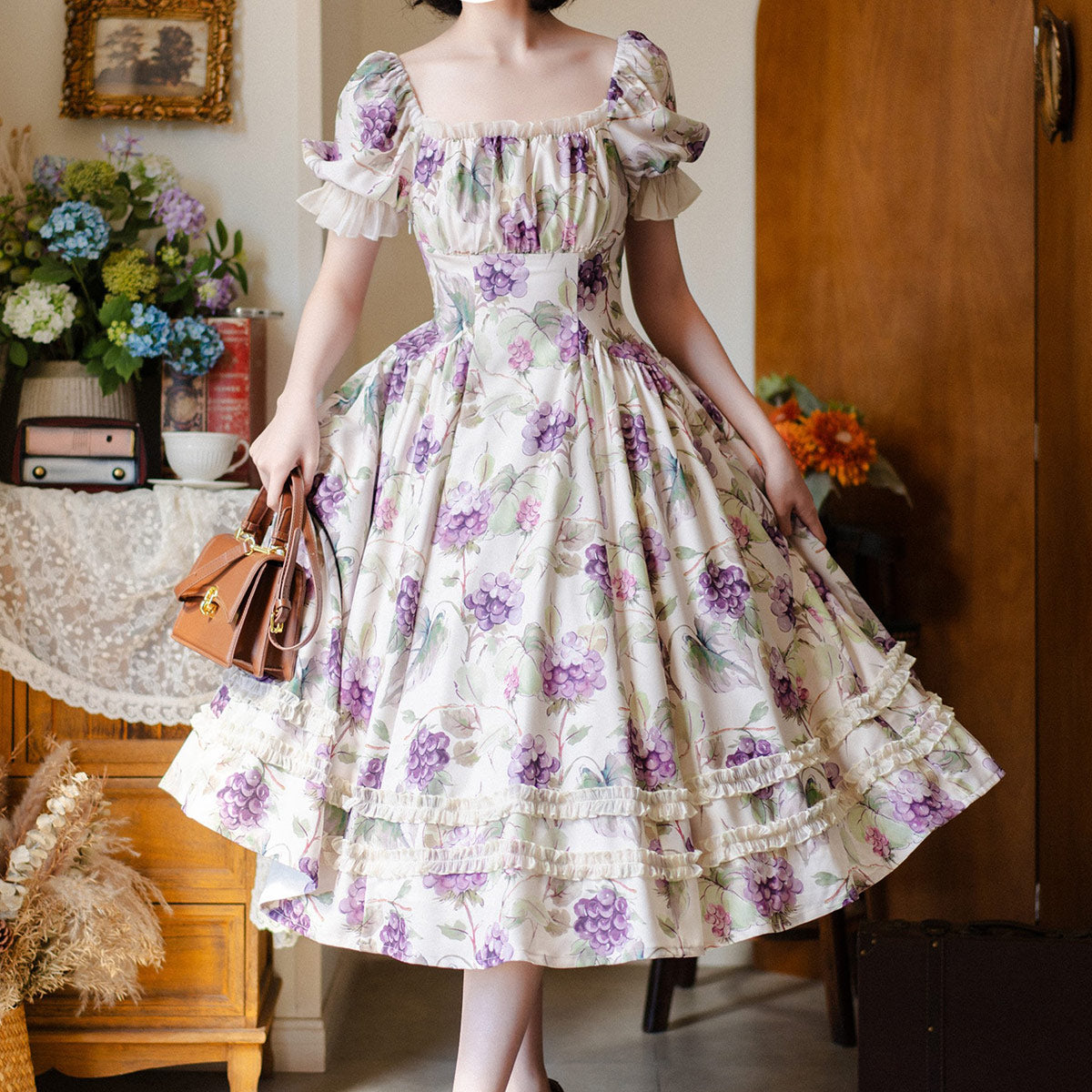 Sweet Fruit Grape Lace Dress SE23599