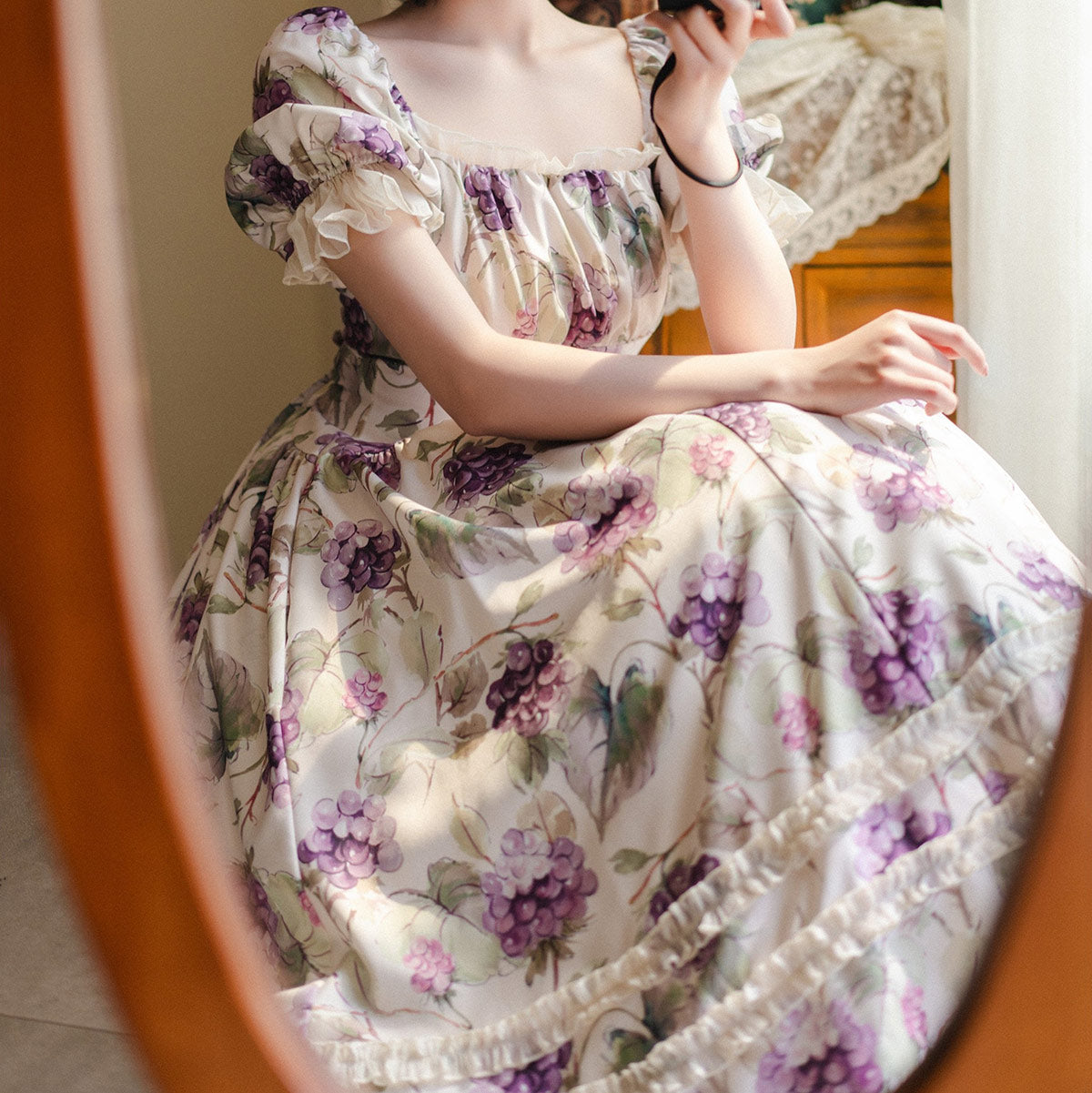 Sweet Fruit Grape Lace Dress SE23599