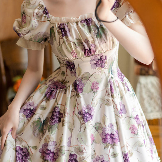 Sweet Fruit Grape Lace Dress SE23599