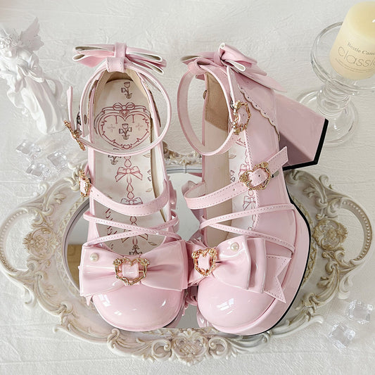 Sweet Lolita Bow High Heels Shoes SE23718