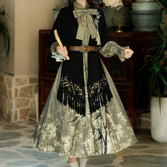 Tassel Bow Bamboo Dress Set SE23734