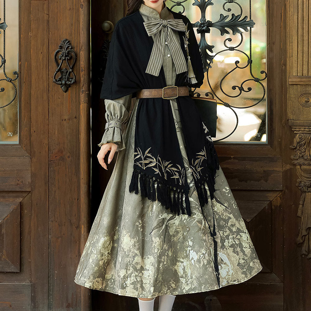 Tassel Bow Bamboo Dress Set SE23734