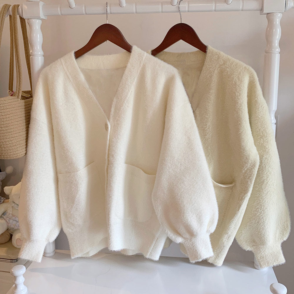 V-neck Knitted Cardigan Sweater SE23749