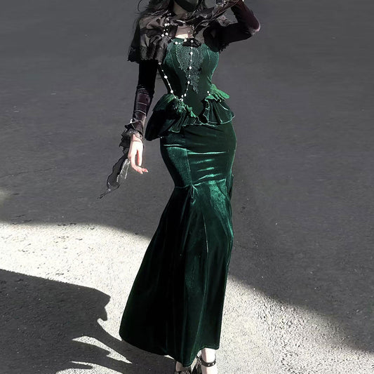 Velvet Fishtail Dress Set SE23410