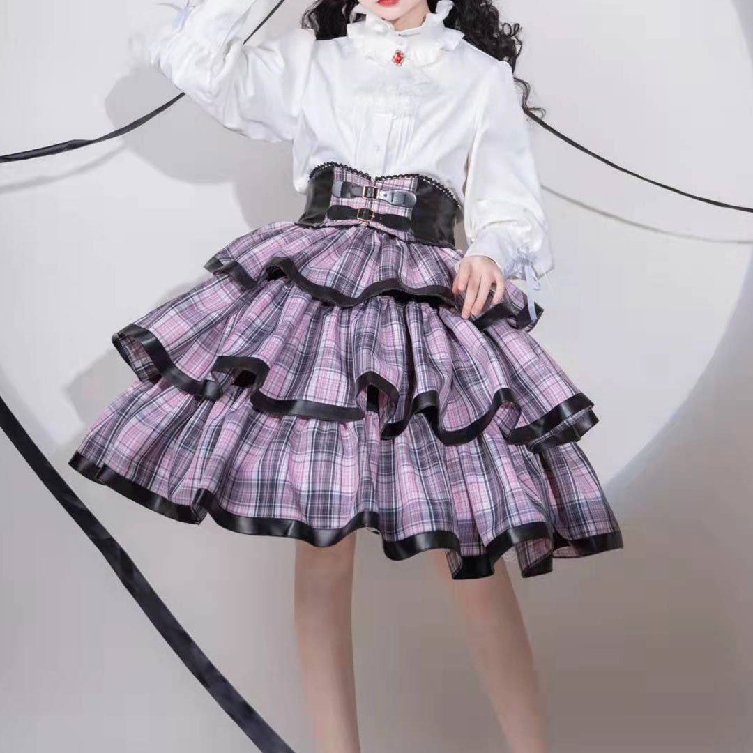 Vest Plaid Skirt Set SE23094