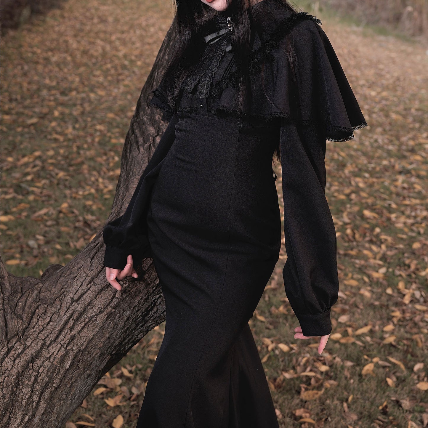 Vintage Black Fishtail Dress SE23448