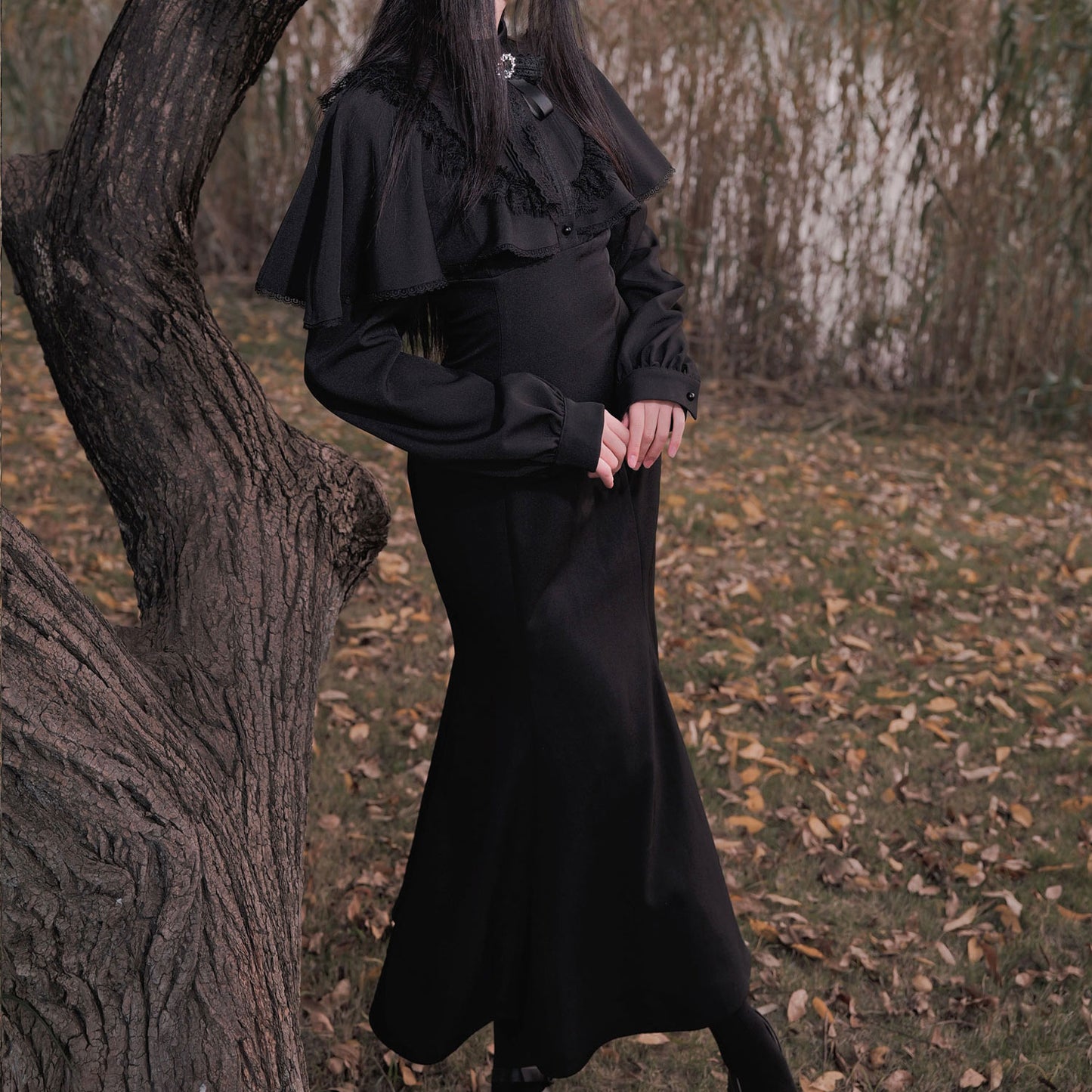 Vintage Black Fishtail Dress SE23448