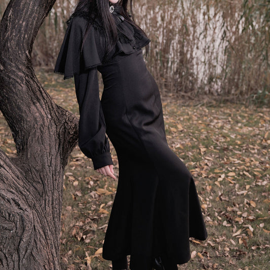 Vintage Black Fishtail Dress SE23448