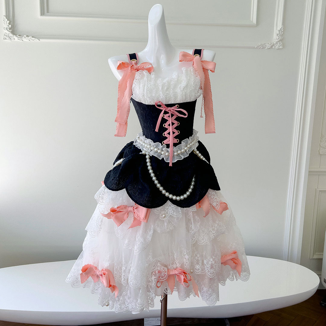 White Lace Flower Tie Dress SE22834