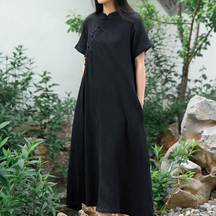 Soft Casual Loose Robes Half Sleeves Shift Dress Boho Maxi Dresses SE22791