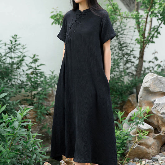 Soft Casual Loose Robes Half Sleeves Shift Dress Boho Maxi Dresses SE22791
