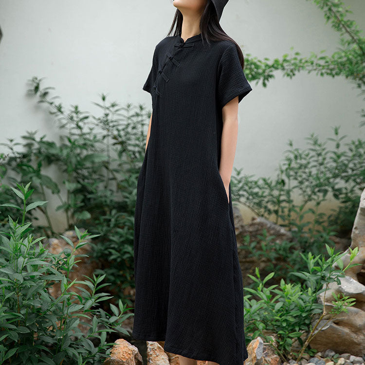 Soft Casual Loose Robes Half Sleeves Shift Dress Boho Maxi Dresses SE22791
