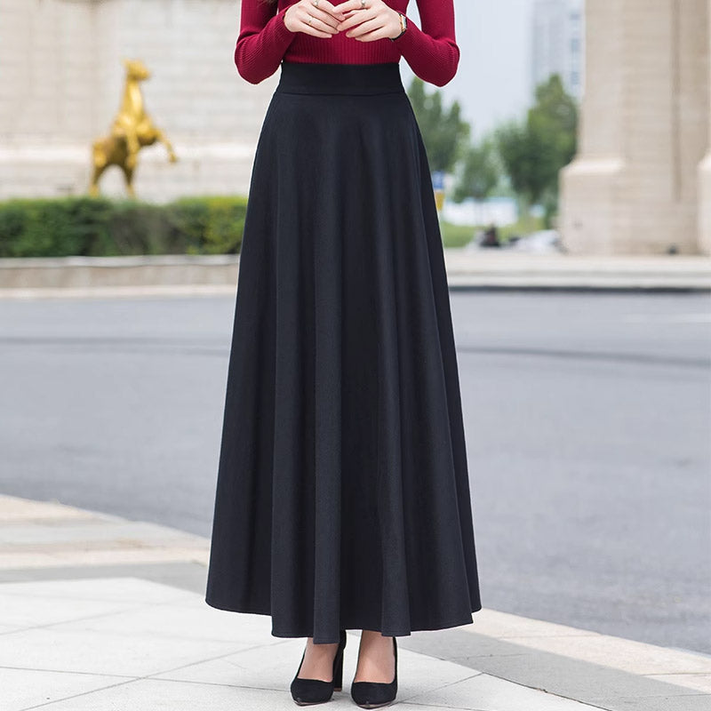 Woolen Plaid Long Skirt SE23009