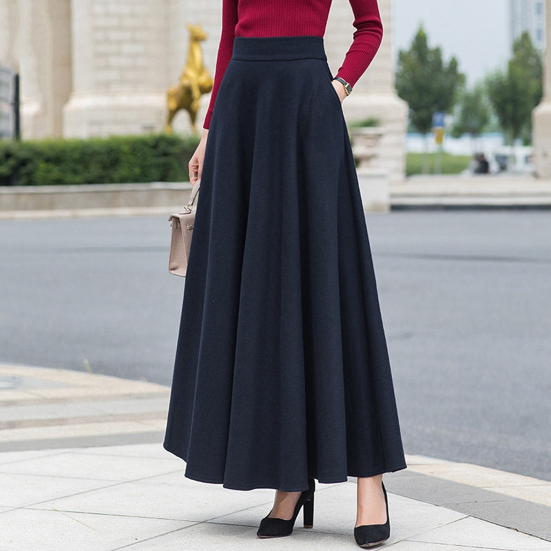Woolen Plaid Long Skirt SE23009