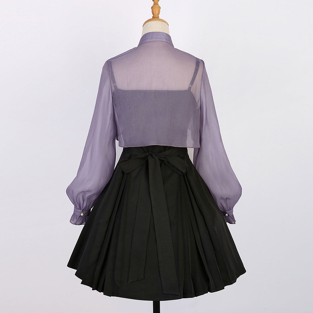 Fringed Butterfly Flower Black Dress SE23072
