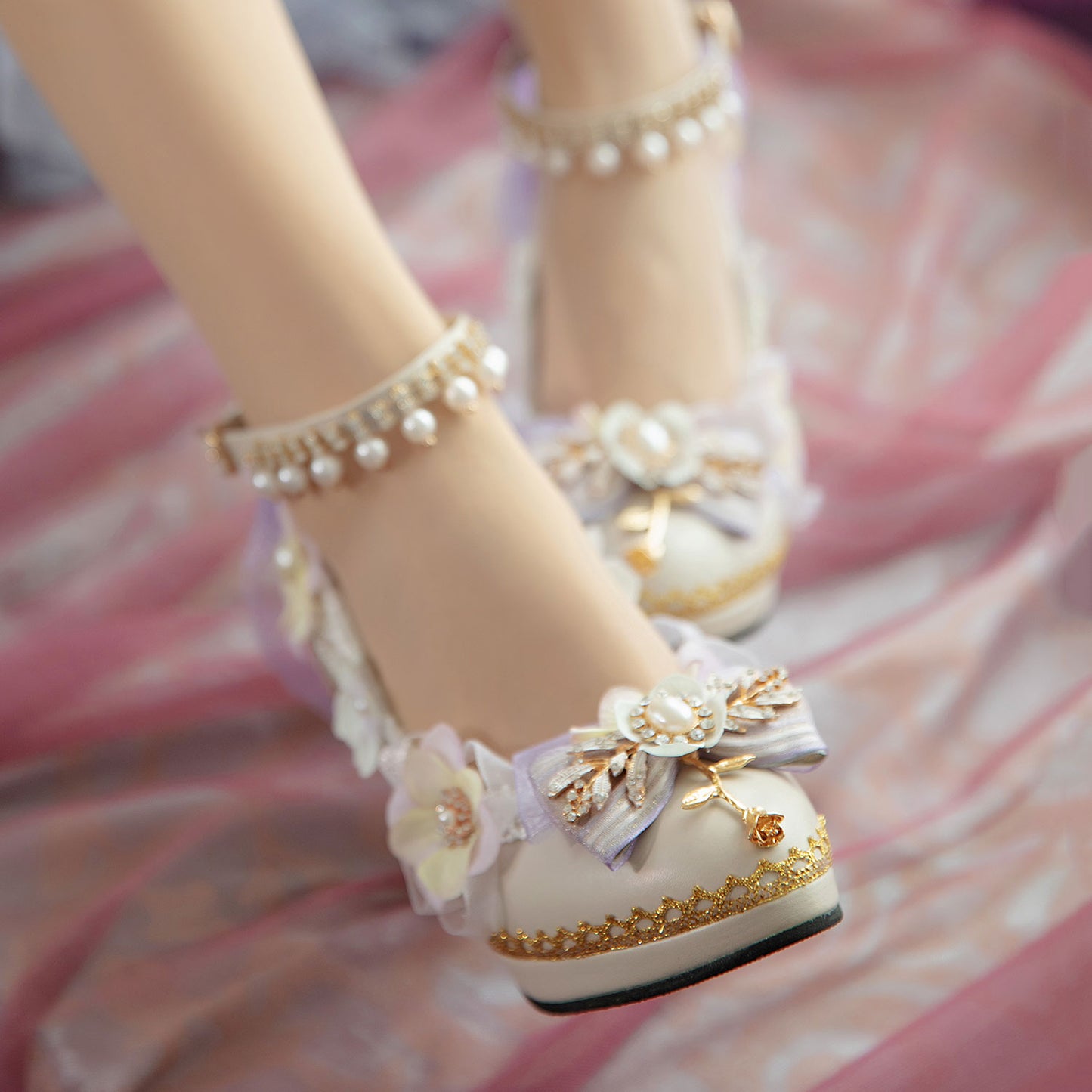 Purple Flower Pearl Shoes SE23335