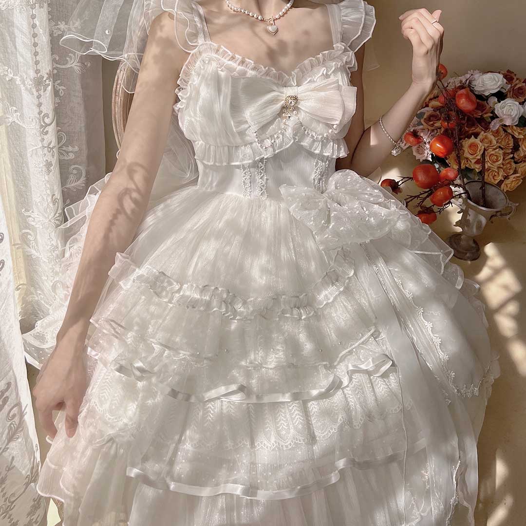 Lace Floral Mesh Bow Dress SE23049